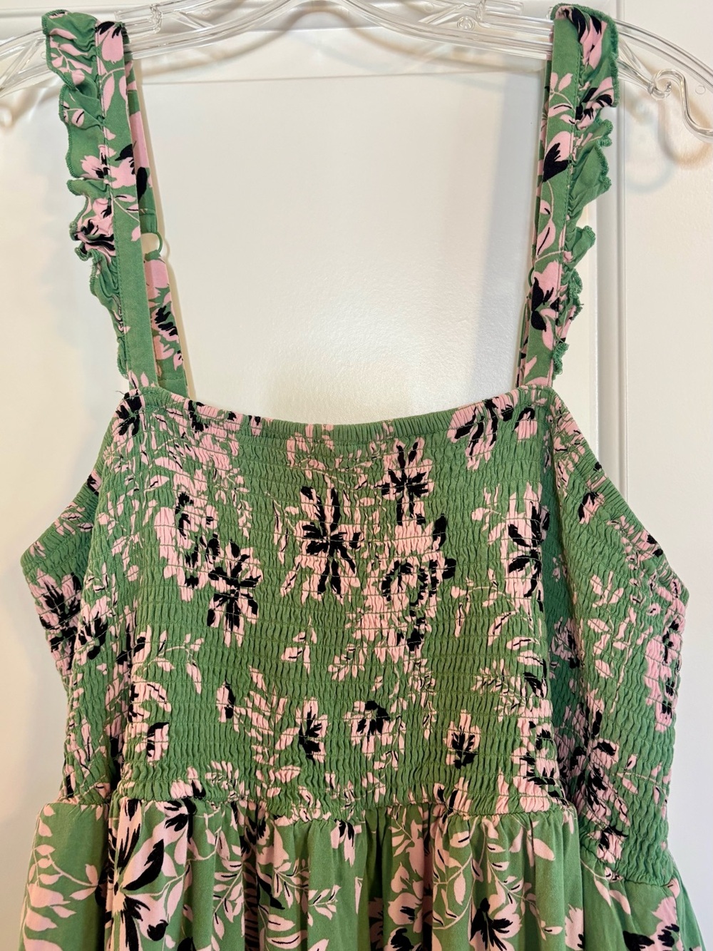 torrid Green Floral Smocked Sundress with Pink Details - Picture 2 of 11